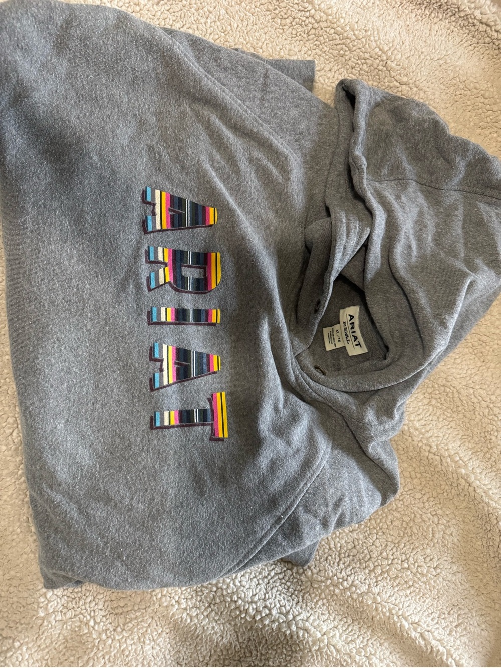 Ariat  Heather Gray Hoodie with Rainbow Stripe Logo